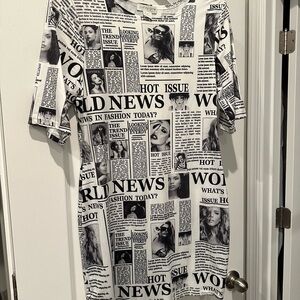 Black and White Newspaper Print Dress